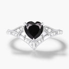Bat Wing Inspired Black Onyx Heart Cut Ring