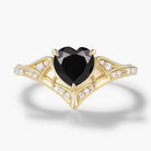 Bat Wing Inspired Black Onyx Heart Cut Ring
