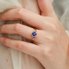 Nature Inspired Star & Moon Round Cut Star Sapphire Engagement Ring - Astra