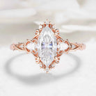 Nature Inspired Vintage Thorn Marquise Moissanite Engagement Ring - Valora