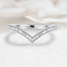 Milgrain Beaded Edge V-Shaped Moissanite Wedding Band