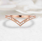 Milgrain Beaded Edge V-Shaped Moissanite Wedding Band