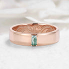 Nature Inspired Moss Agate Men’s Ring with Leaf Vine Engraving