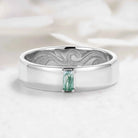 Nature Inspired Moss Agate Men’s Ring with Leaf Vine Engraving