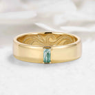 Nature Inspired Moss Agate Men’s Ring with Leaf Vine Engraving