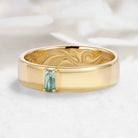 Nature Inspired Moss Agate Men’s Ring with Leaf Vine Engraving