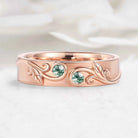 Nature Inspired Leaf Relief Men’s Ring with Moss Agate Accents