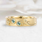 Nature Inspired Leaf Relief Men’s Ring with Moss Agate Accents