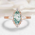 Romantic Nature-Inspired Marquise Moss Agate Engagement Ring