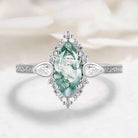 Romantic Nature-Inspired Marquise Moss Agate Engagement Ring