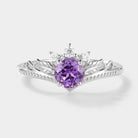Purple sapphire leaf engagement ring by Lahela Jewelry