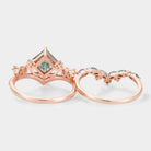 Rose gold bridal ring set with moss agate and moissanite