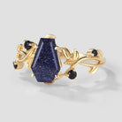 Gold Leaf Engagement Ring with Blue Sandstone Center Stone