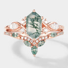 Long Hexagon Moss Agate Bridal Set 2pcs - Lahela Jewelry