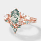 Long Hexagon Moss Agate Bridal Set 2pcs - Lahela Jewelry