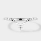 Moissanite chevron wedding band, leaf design