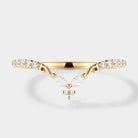 Gold Moissanite Chevron Wedding Band with Unique Design