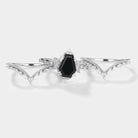 Black Onyx Coffin Cut Engagement Ring Set