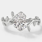 Pear Cut Lab Grown Diamond Engagement Ring With Leaves - Lahela Jewelry