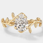Pear Cut Lab Grown Diamond Engagement Ring With Leaves - Lahela Jewelry