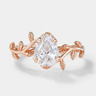 Rose Gold Leaf Engagement Ring with Pear Moissanite