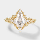 Nature-inspired coffin cut moissanite engagement ring