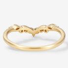Yellow gold Moissanite floral wedding band. Delicate design featuring sparkling moissanite stones, ideal for bridal sets.