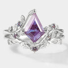 Kite Cut Alexandrite Bridal Set With Leaf - Alder - Lahela Jewelry