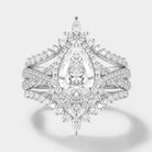 Elegant Pear Cut Moissanite Engagement Ring Set