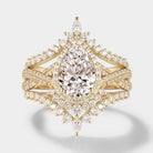 Pear Cut Lab Grown Diamond Engagement Ring Set 3pcs - Lahela Jewelry