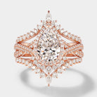 Rose Gold Pear Cut Diamond Ring Set