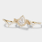 Lahela Jewelry Pear Cut Halo Moissanite Ring Set