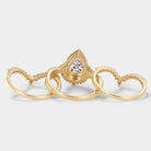Gold Pear Cut Diamond Engagement Ring Set, Lahela Jewelry