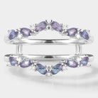 Alexandrite enhancer wedding band with moissanite. A unique bridal set, perfect for engagement and wedding.