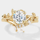 Nature-inspired moissanite leaf engagement ring set