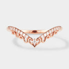 Rose gold chevron moissanite wedding band