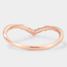 Rose gold V-shaped wedding band with leaf details