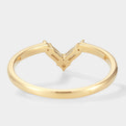 Yellow gold chevron moissanite wedding band, perfect for stacking or bridal set. 14K solid gold.