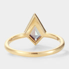 Kite-shaped Alexandrite engagement ring in 14k yellow gold, a vintage bridal set. Featuring a unique kite-cut alexandrite.