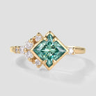 Princess cut green moissanite engagement ring, Lahela Jewelry