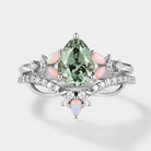 Green Sapphire and Opal Engagement Ring Set, Lahela Jewelry