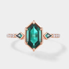 Custom Kite Cut Lab Padparadscha Engagement Ring with Alexandrite Accent Stone For Lauren Maddox