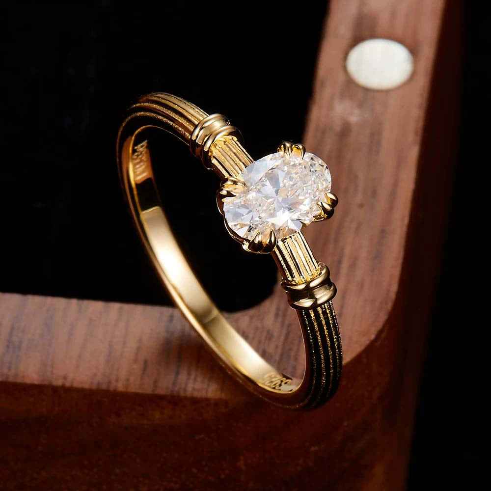 0.50ct Lab Grown Diamond Oval Cut Engagement Ring With Men's Band
